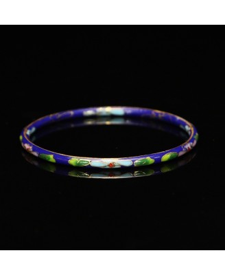 Bracelet de style ethnique classique cloisonné de Pékin, en cuivre traditionnel émaillé et poli, ensemble de sept bracelets