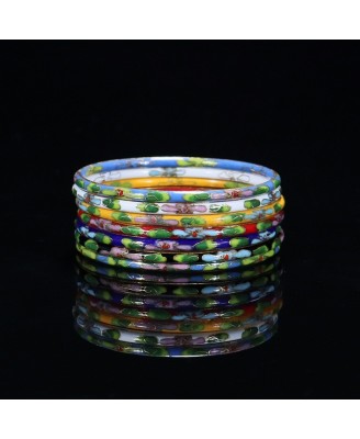 Bracelet de style ethnique classique cloisonné de Pékin, en cuivre traditionnel émaillé et poli, ensemble de sept bracelets