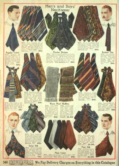1918 男式爱德华时代领结领结 - vintagedancer.com