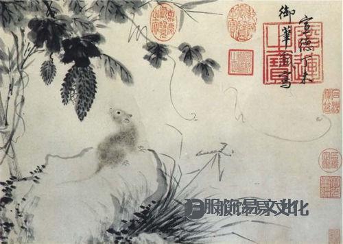 苦瓜与老鼠(瓜树图),宣德皇帝朱瞻基为庆祝他第一个儿子的诞生而画的