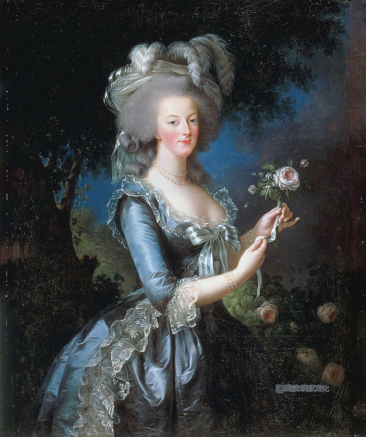 伊丽莎白·维吉·勒布伦,玛丽·安托瓦内特,法国女王,1783 年,法国凡尔赛宫凡尔赛宫。 18世纪时尚