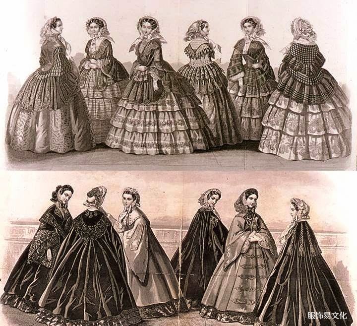 浪漫主义时期服装1848-1862：荷叶边连衣裙